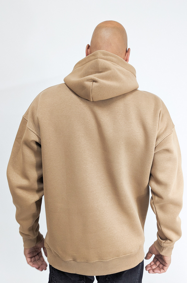 Hoodstar Oversize Hoodie Print Logo Camel