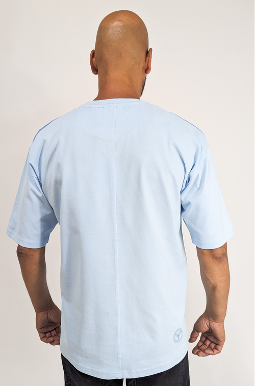Carlo Colucci Oversized-Shirt Basic Logo Unicolor Babyblue