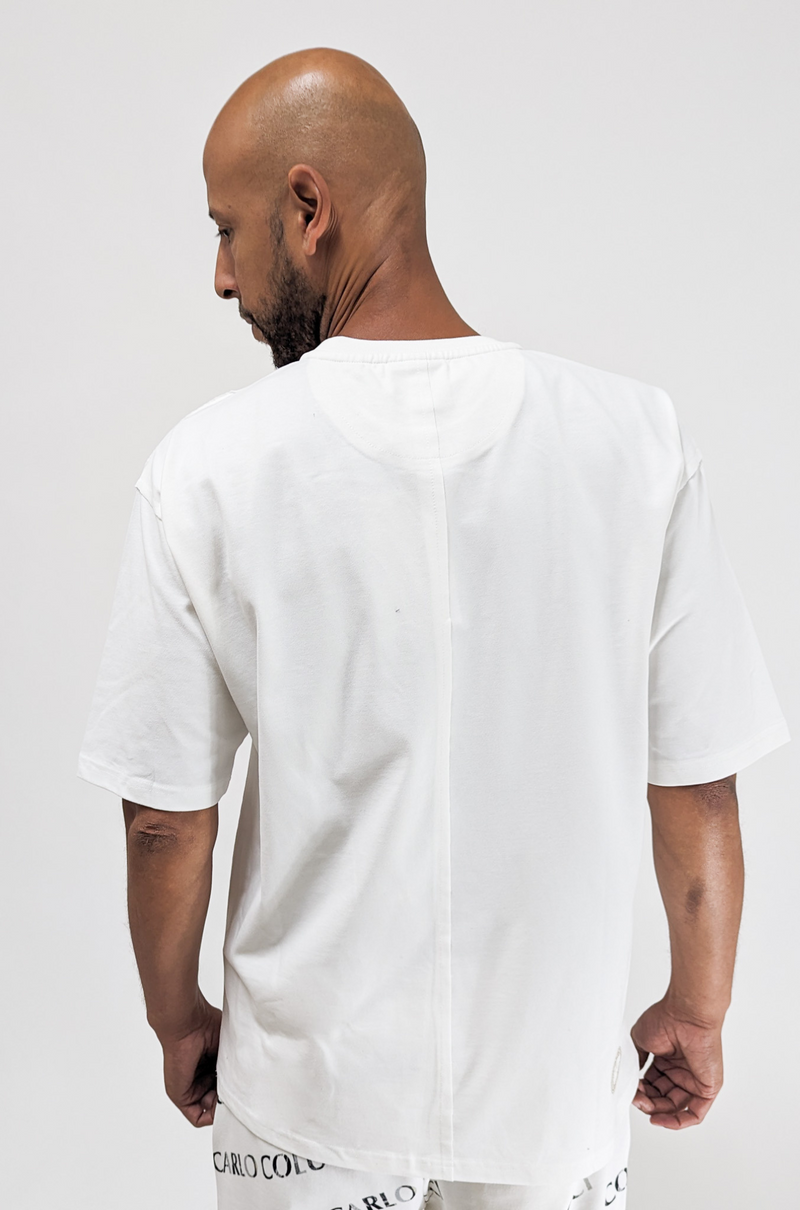 Carlo Colucci Oversized-Shirt Basic Logo Unicolor White
