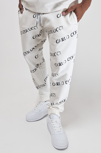 Carlo Colucci All Over Logo Sweatpants White