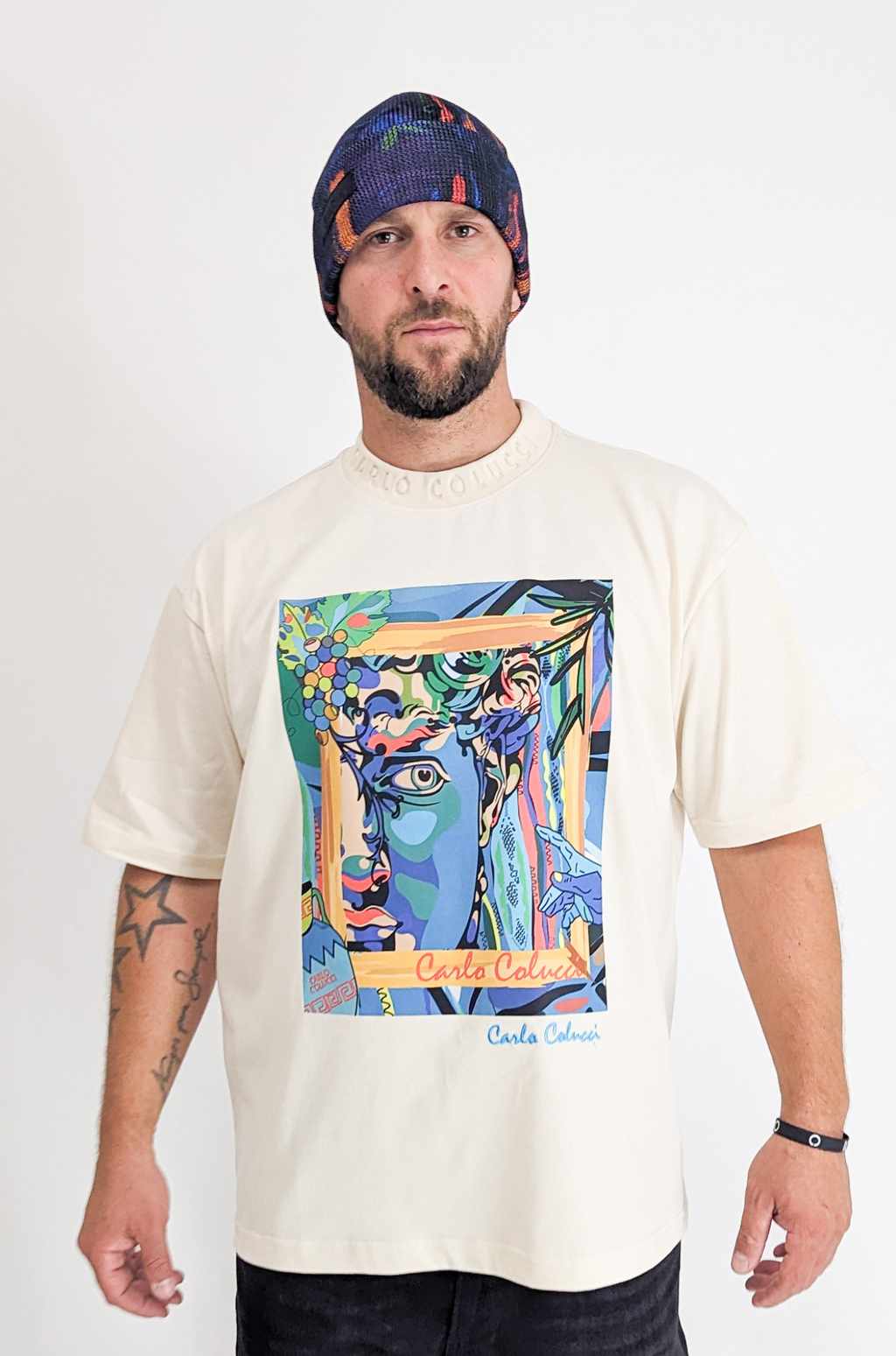 Carlo Colucci Galley Art Story Oversized Fit T-Shirt Off White