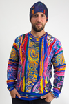 Carlo Colucci Knit Story Hoodie Blue Pink Yellow