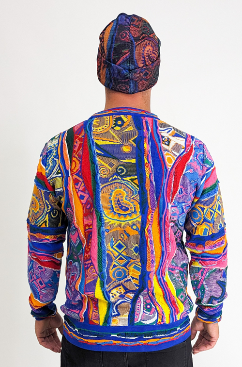 Carlo Colucci Knit Story Hoodie Blue Pink Yellow
