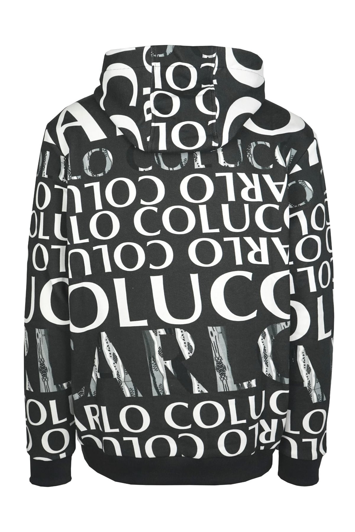 Carlo Colucci All Over Logo Hoody Black - Soulsideshop