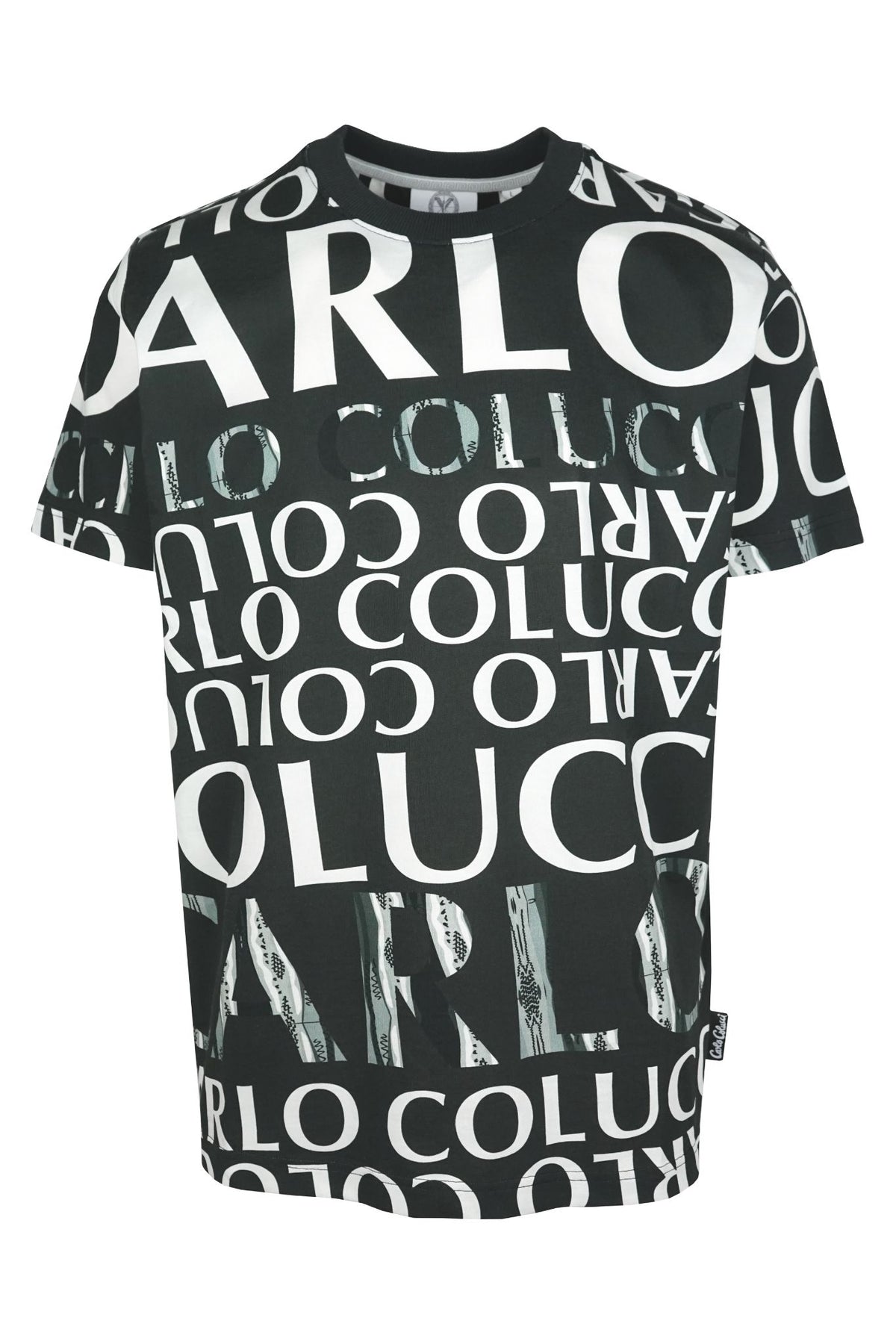 Carlo Colucci Allover Print T-Shirt Black - Soulsideshop