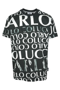 Carlo Colucci Allover Print T-Shirt Black - Soulsideshop