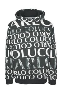 Carlo Colucci All Over Logo Hoody Black - Soulsideshop