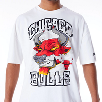 New Era Graphic Drop Shoulder Tee Chicago Bulls White/Black - Soulsideshop