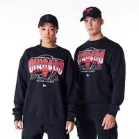 New Era NBA Tech Fleece Crew Neck Chicago Bulls Black/Red - Soulsideshop