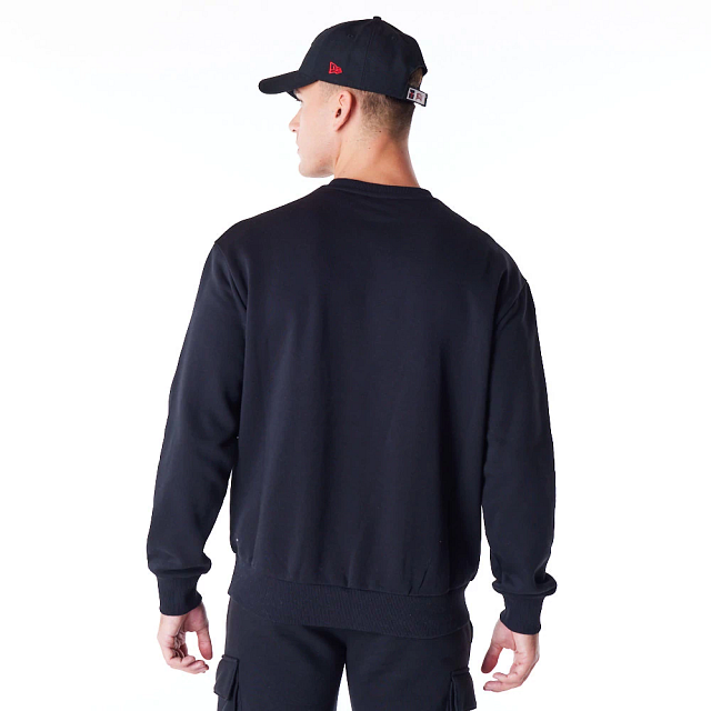 New Era NBA Tech Fleece Crew Neck Chicago Bulls Black/Red - Soulsideshop