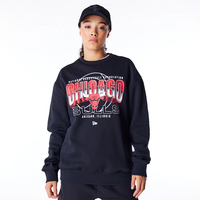 New Era NBA Tech Fleece Crew Neck Chicago Bulls Black/Red - Soulsideshop