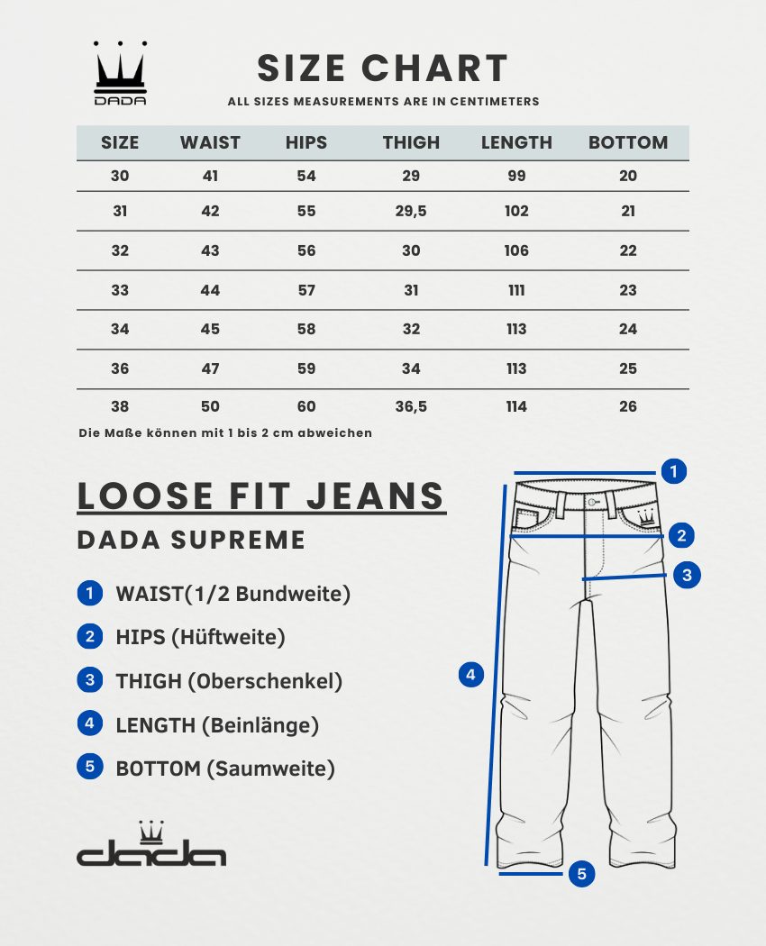 Dada Supreme Coin Crown Loose Fit Jeans Washed Blue - Soulsideshop