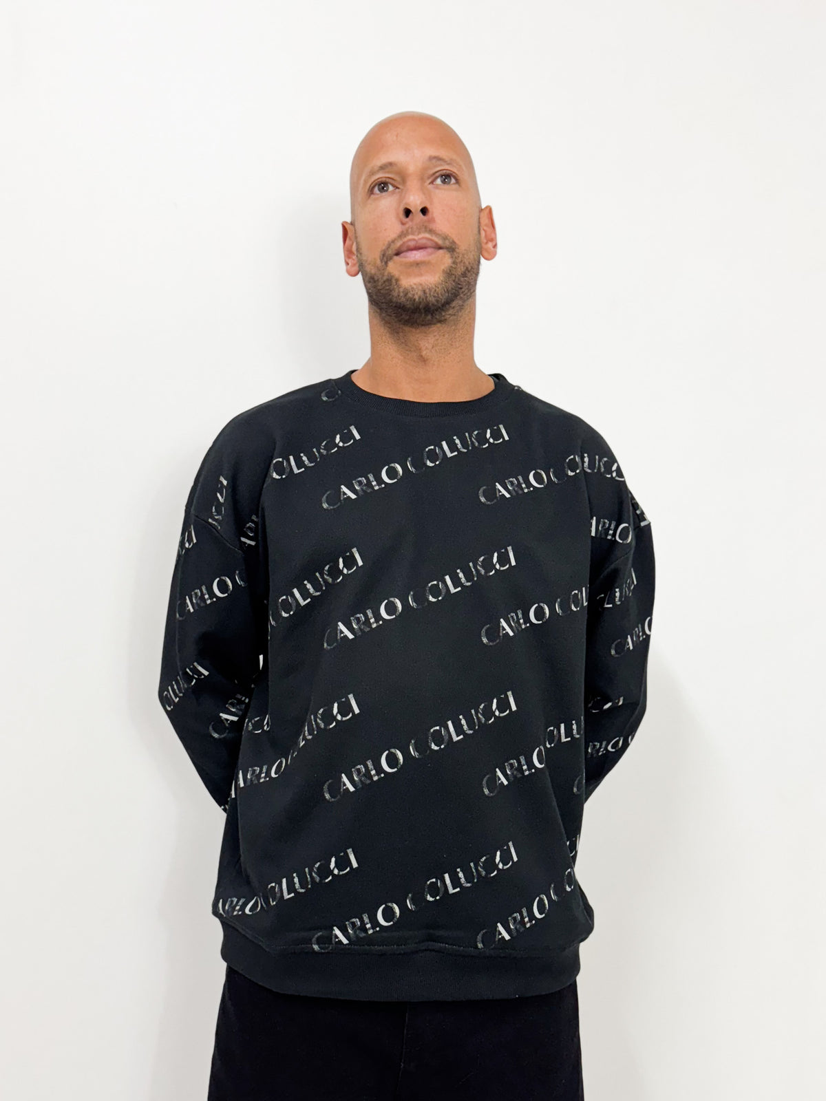 Carlo Colucci All Over Print Sweatshirt Black - Soulsideshop
