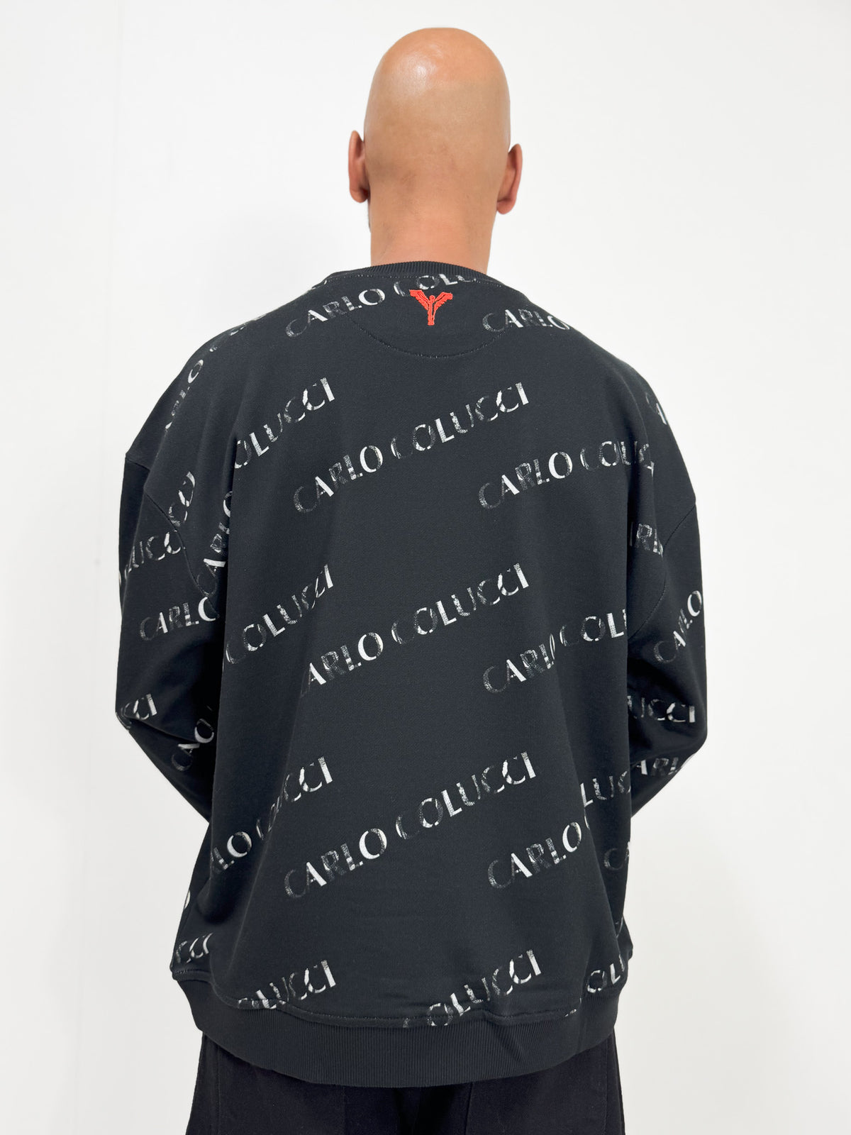 Carlo Colucci All Over Print Sweatshirt Black - Soulsideshop