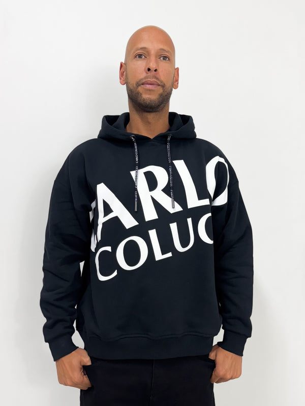 Carlo Colucci Big Logo Hoodie Black - Soulsideshop