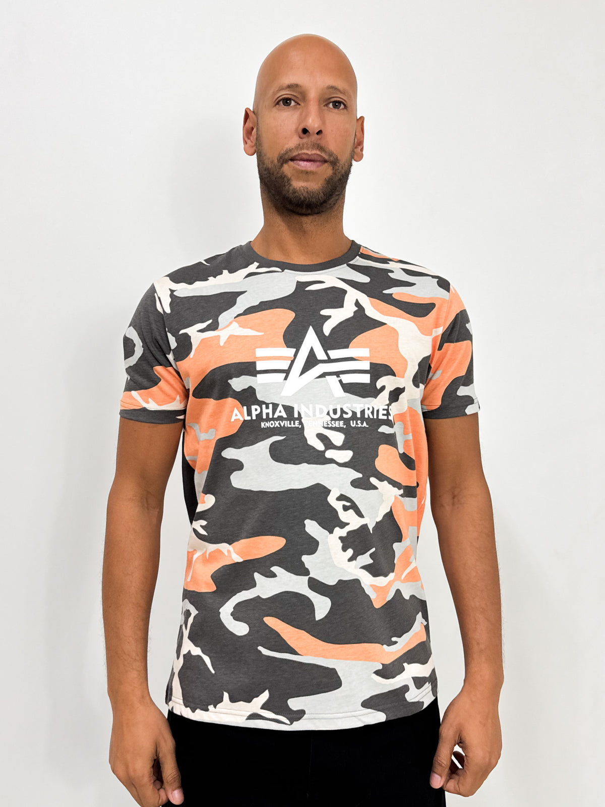 Alpha Industries Basic T-Shirt Camo organge grey - Soulsideshop