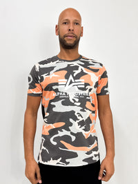 Alpha Industries Basic T-Shirt Camo organge grey - Soulsideshop