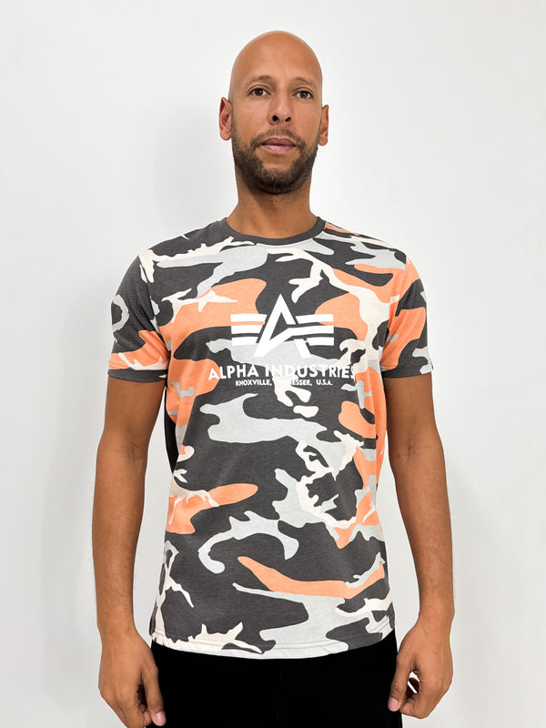Alpha Industries Basic T-Shirt Camo organge grey - Soulsideshop