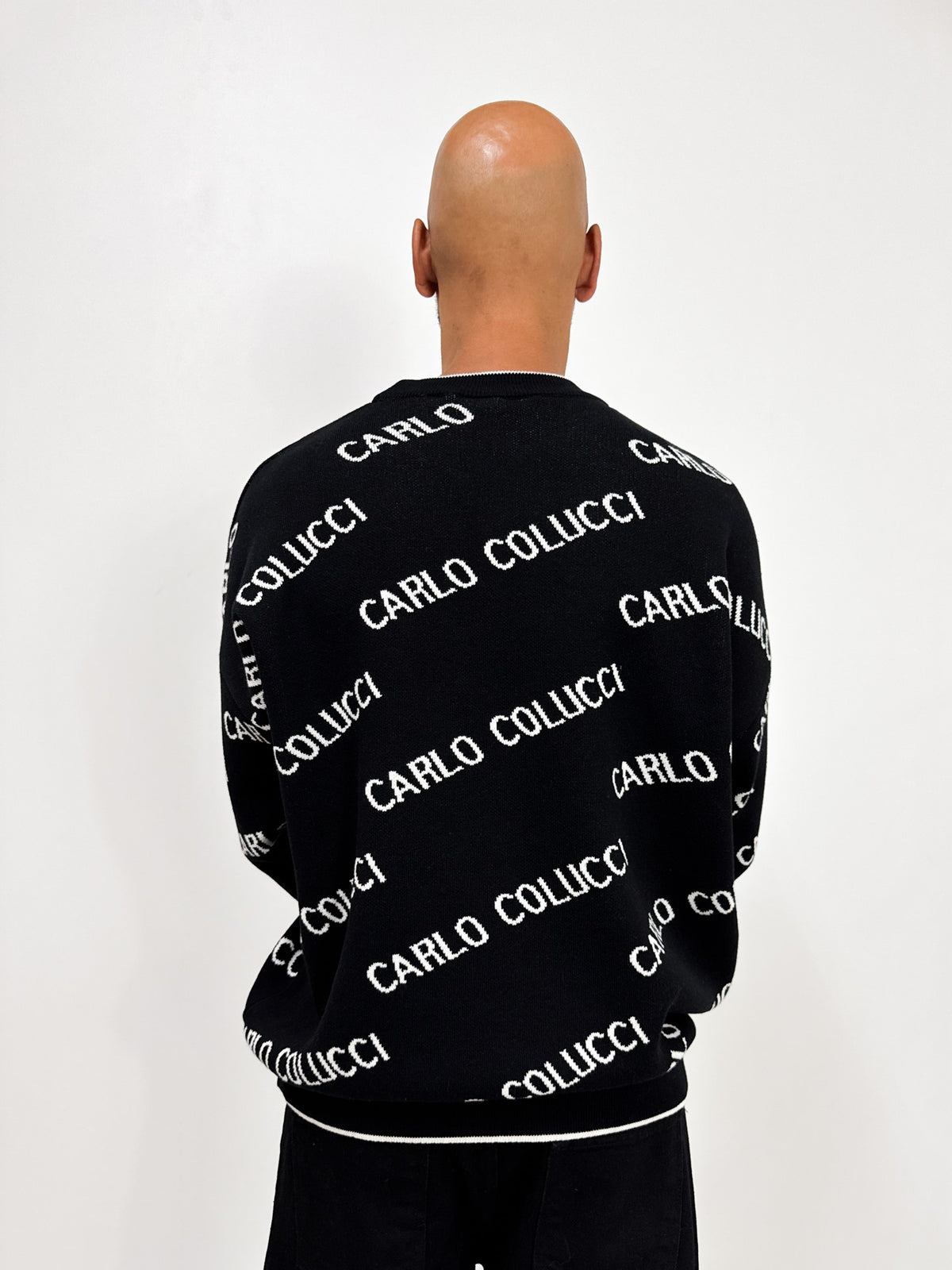 Carlo Colucci Strick All Over Logo Pullover Black - Soulsideshop
