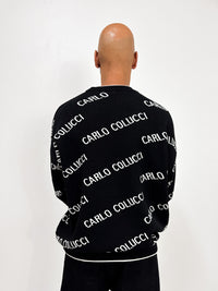 Carlo Colucci Strick All Over Logo Pullover Black - Soulsideshop