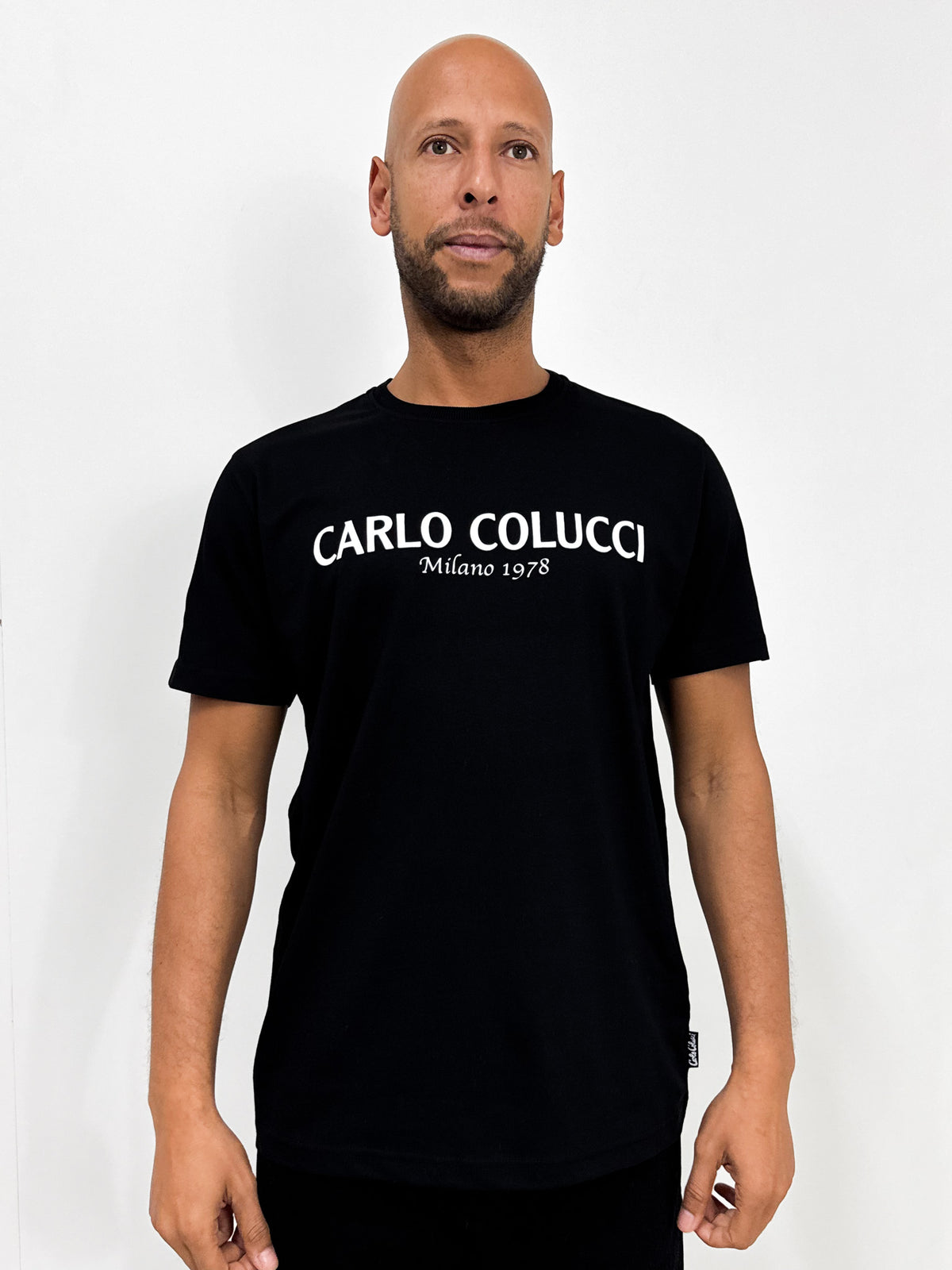Carlo Colucci Basic T-Shirt mit Logoprint Black - Soulsideshop