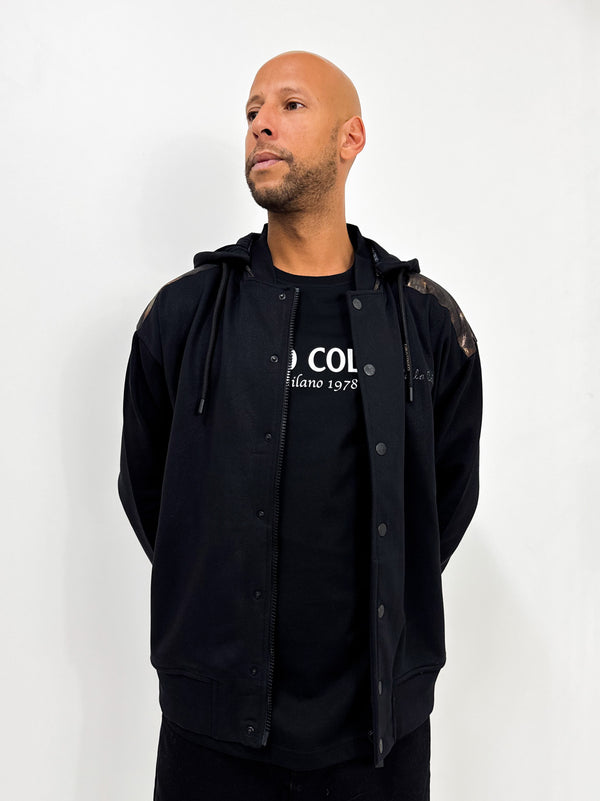 Carlo Colucci Zip Hoodie Mit Permut Details Black - Soulsideshop