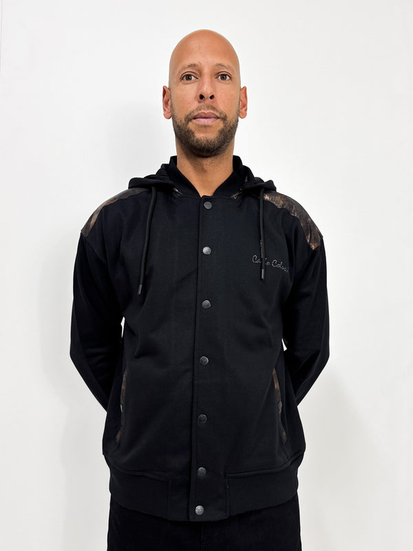 Carlo Colucci Zip Hoodie Mit Permut Details Black - Soulsideshop