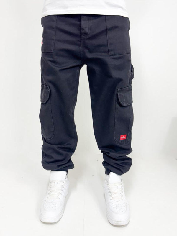 Dada Supreme Cuffed Worker Cargo Baggy Jeans Black - Soulsideshop