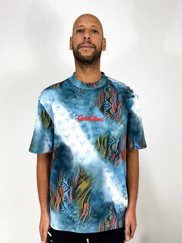 Carlo Colucci Sprayed Knit T-Shirt Blue - Soulsideshop