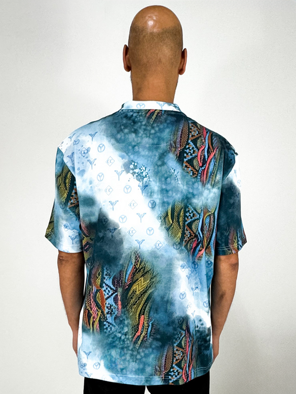 Carlo Colucci Sprayed Knit T-Shirt Blue - Soulsideshop