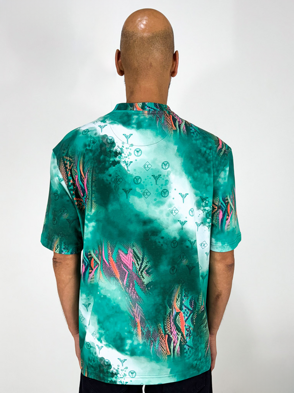 Carlo Colucci Sprayed Knit T-Shirt Green - Soulsideshop