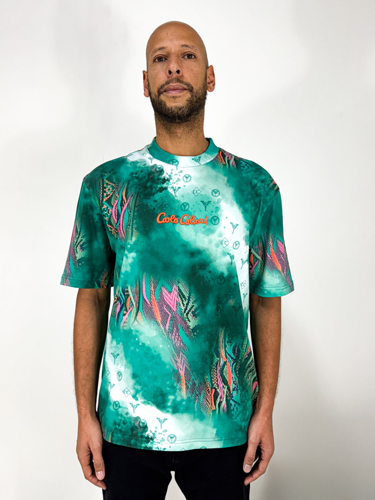 Carlo Colucci Sprayed Knit T-Shirt Green - Soulsideshop