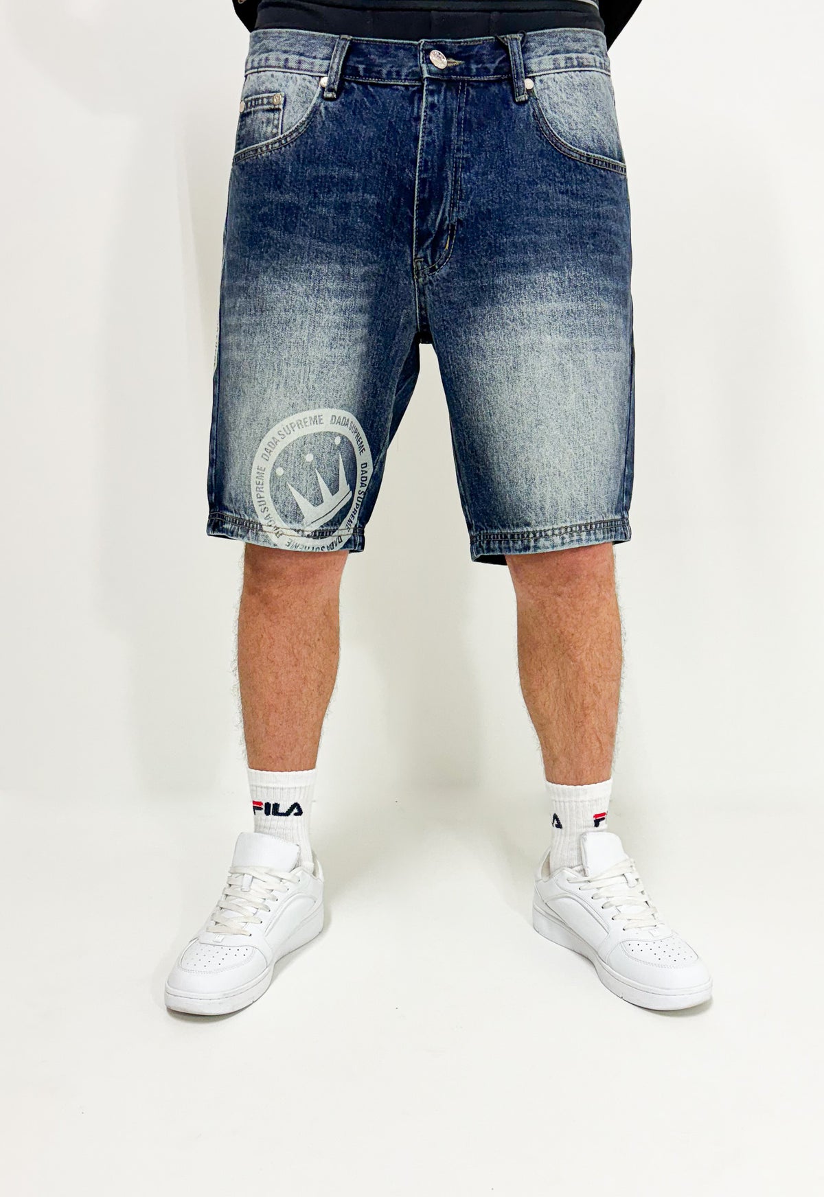 Dada Supreme Double Crown Coin Jeans Shorts Washed Blue - Soulsideshop