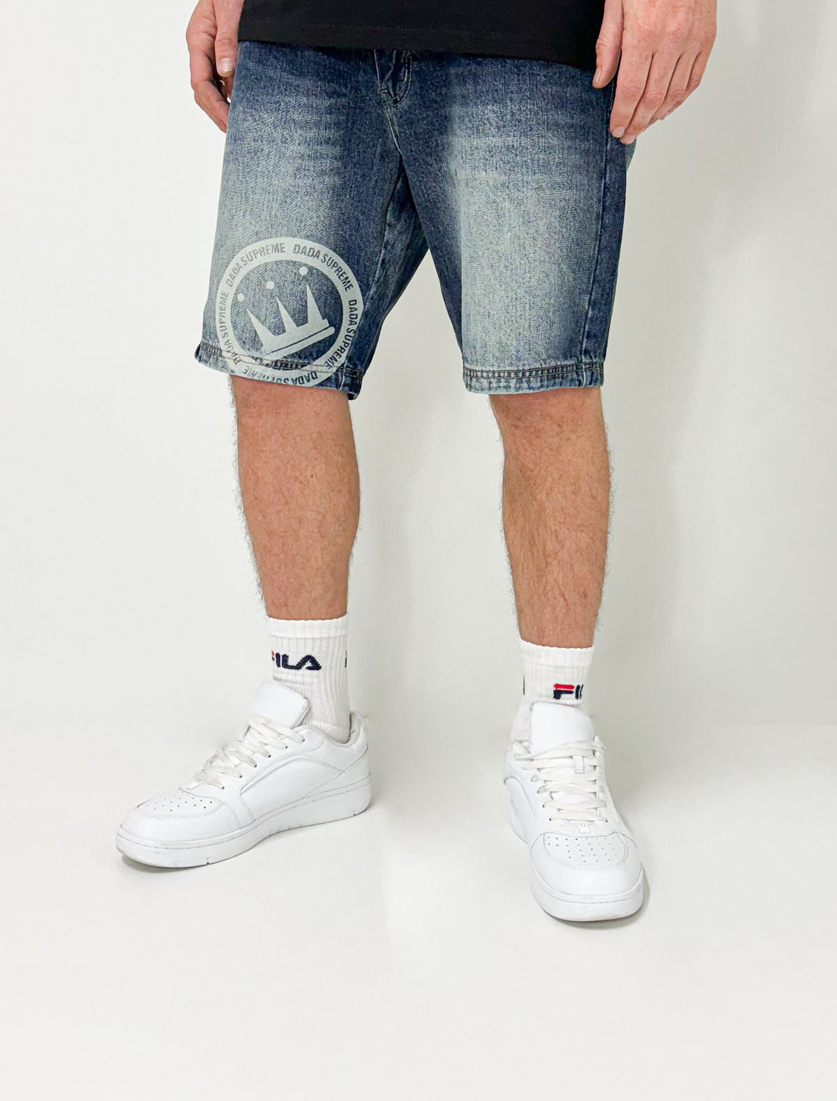 Dada Supreme Double Crown Coin Jeans Shorts Washed Blue - Soulsideshop