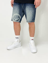 Dada Supreme Double Crown Coin Jeans Shorts Washed Blue - Soulsideshop