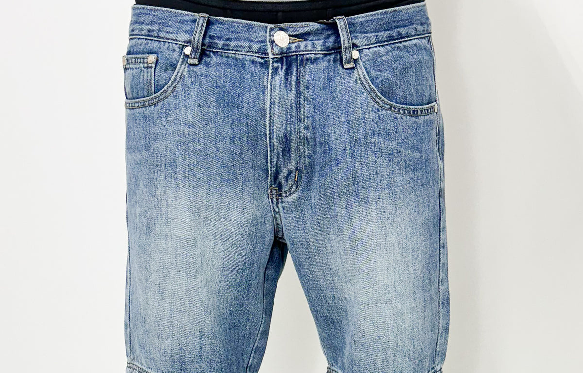 Dada Supreme Coin Crown Jeans Shorts Washed Blue - Soulsideshop