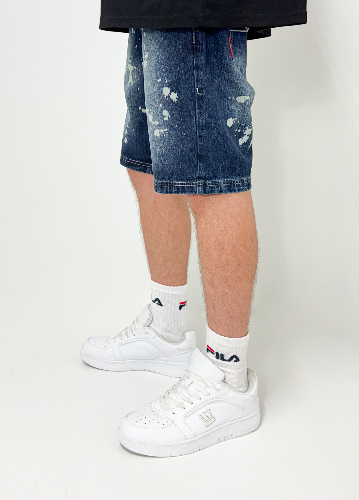 Dada Supreme Splatter Jeans Shorts Intense Blue - Soulsideshop