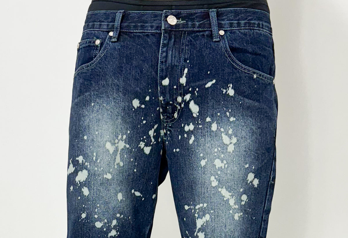 Dada Supreme Splatter Jeans Shorts Intense Blue - Soulsideshop