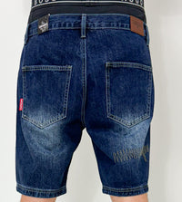 Dada Supreme Goth Logo Embroiderry Jeans Shorts Intense Blue Wash - Soulsideshop
