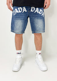 Dada Supreme Front Logo Jeans Shorts Intense Washed Blue - Soulsideshop