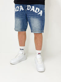 Dada Supreme Front Logo Jeans Shorts Intense Washed Blue - Soulsideshop