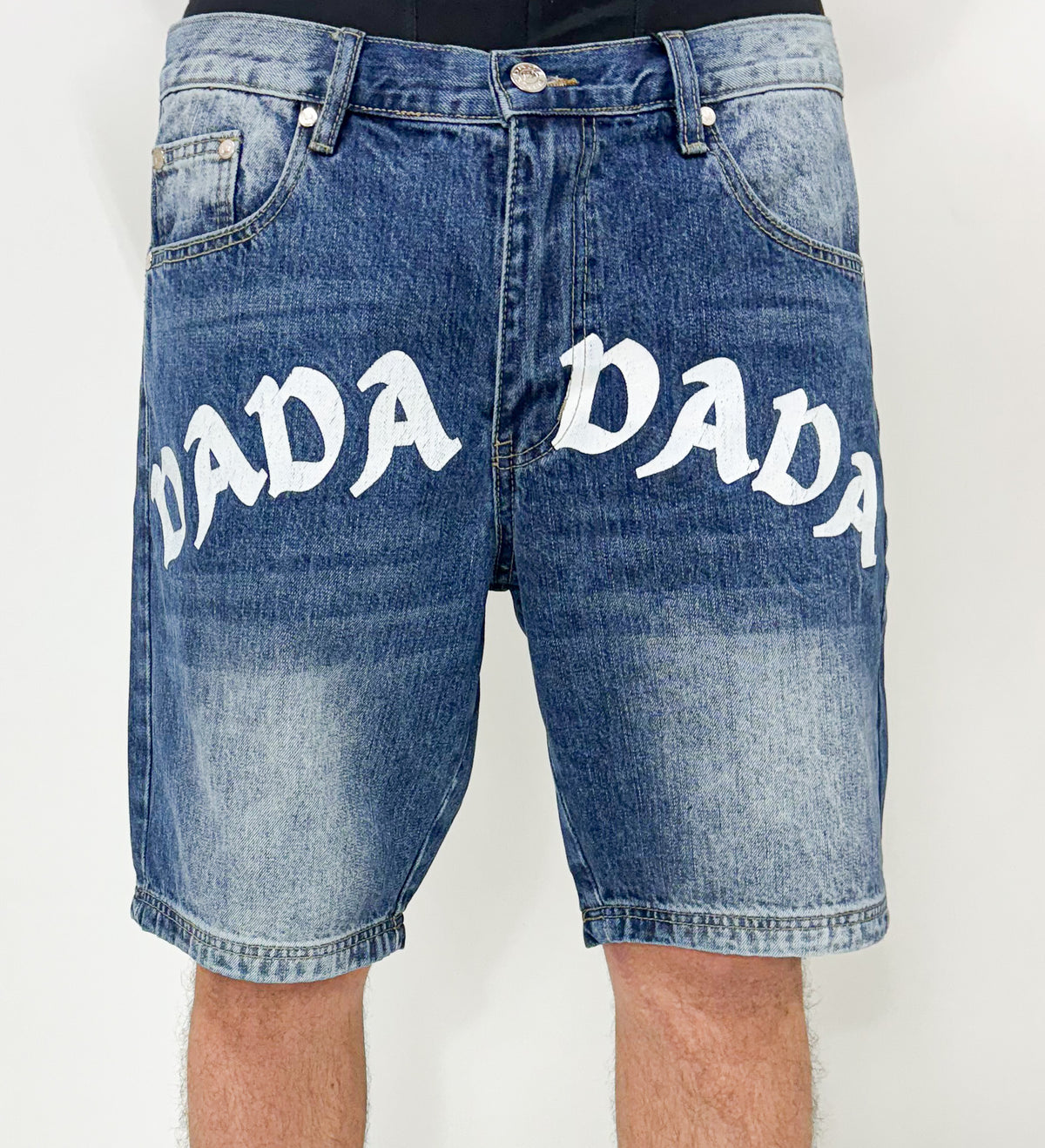 Dada Supreme Front Logo Jeans Shorts Intense Washed Blue - Soulsideshop