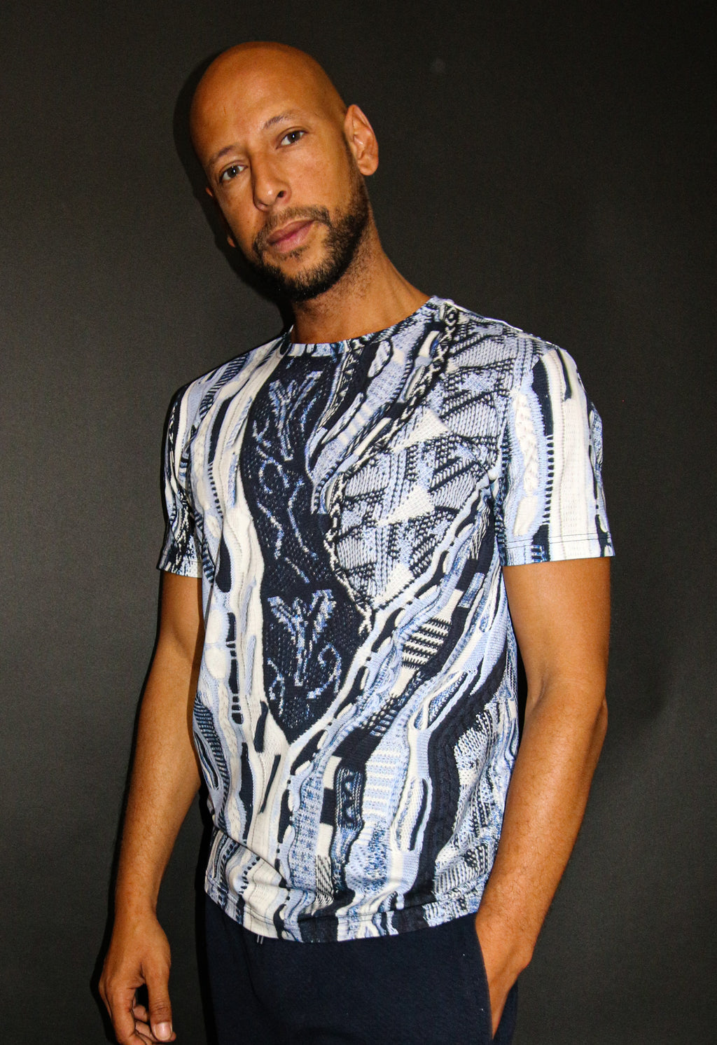 Carlo Colucci All Over Print T-Shirt Blue