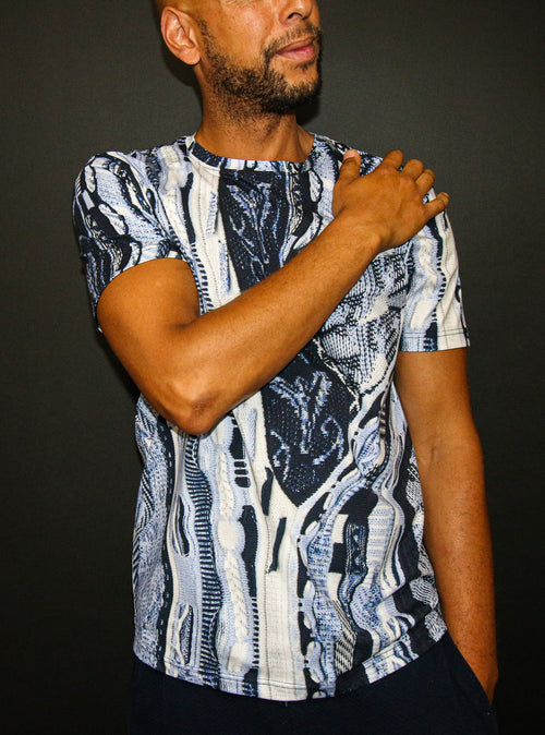 Carlo Colucci All Over Print T-Shirt Blue