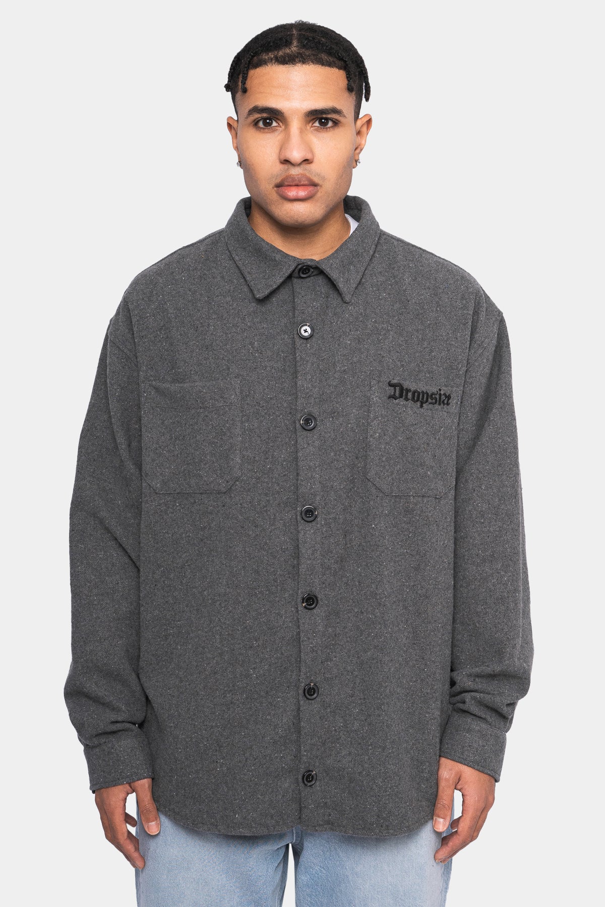 Dropsize Heavy Flannel Shirt Grey