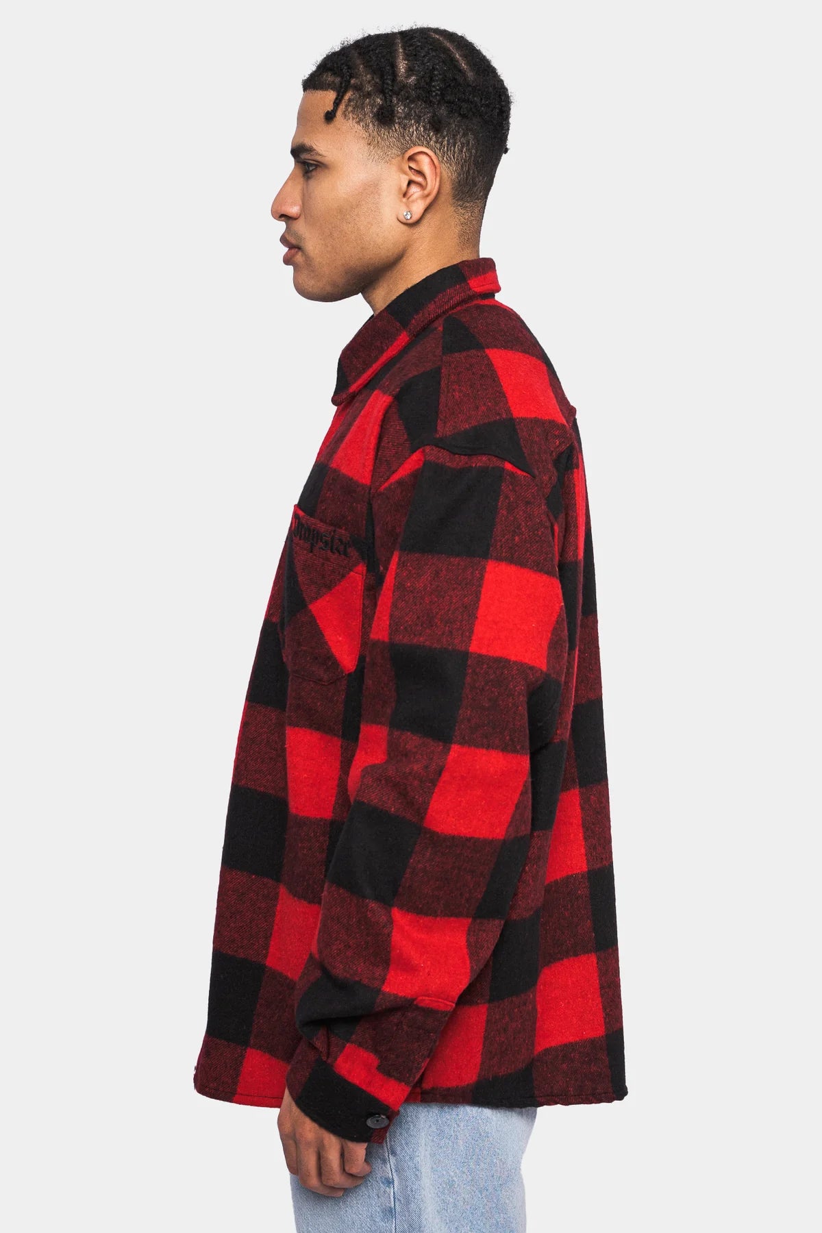 Dropsize Heavy Flannel Shirt  Black/Red