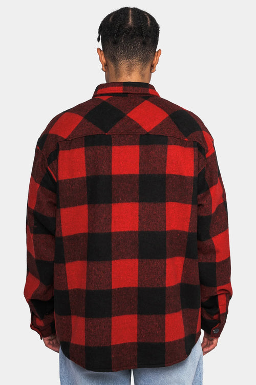 Dropsize Heavy Flannel Shirt  Black/Red