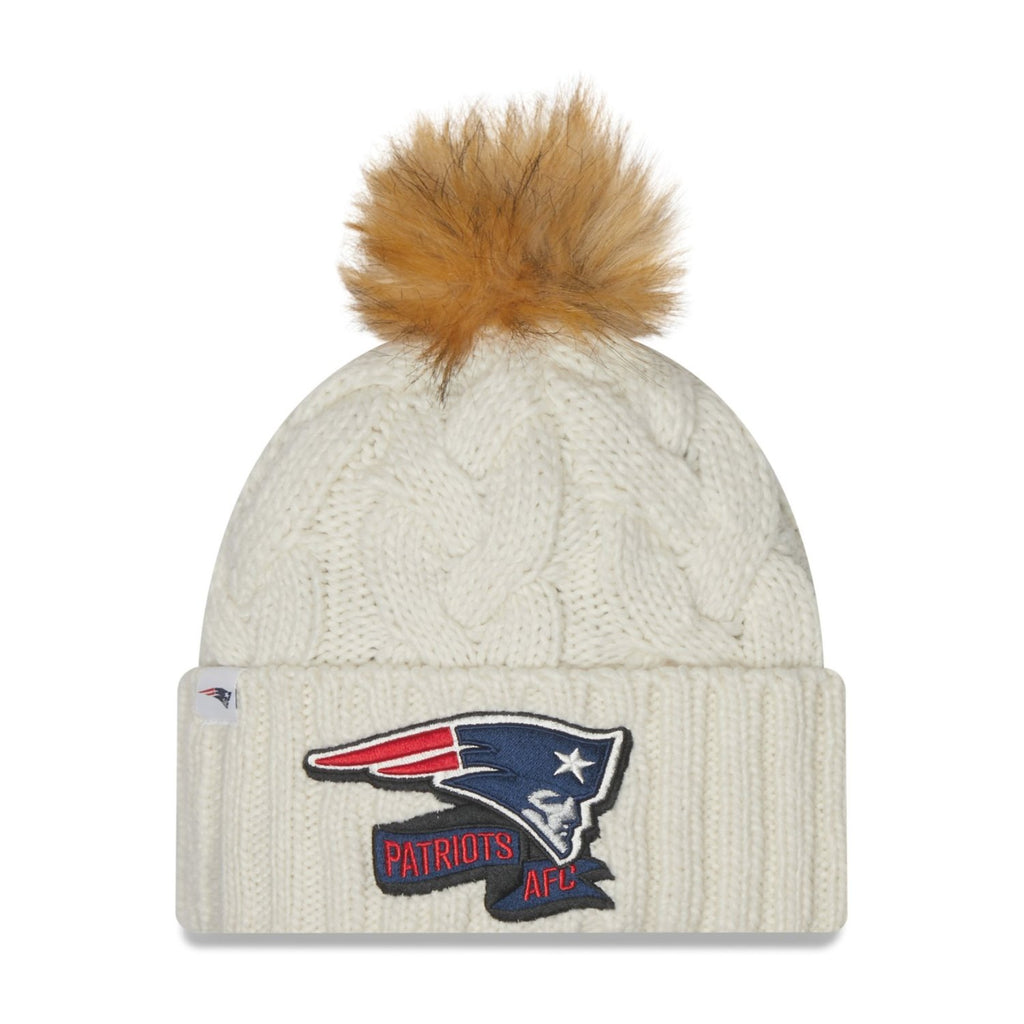 New Era NFL New England Patriots Pom Knit Beanie Creme
