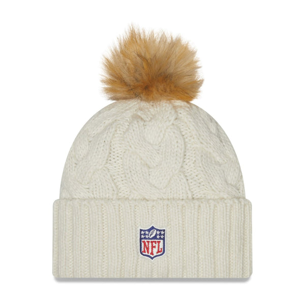 New Era NFL New England Patriots Pom Knit Beanie Creme