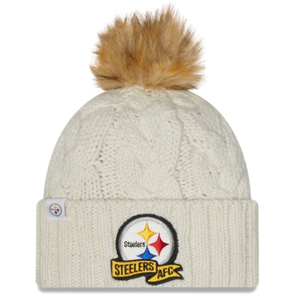 New Era NFL Pittsburgh Steelers Pom Knit Beanie Creme